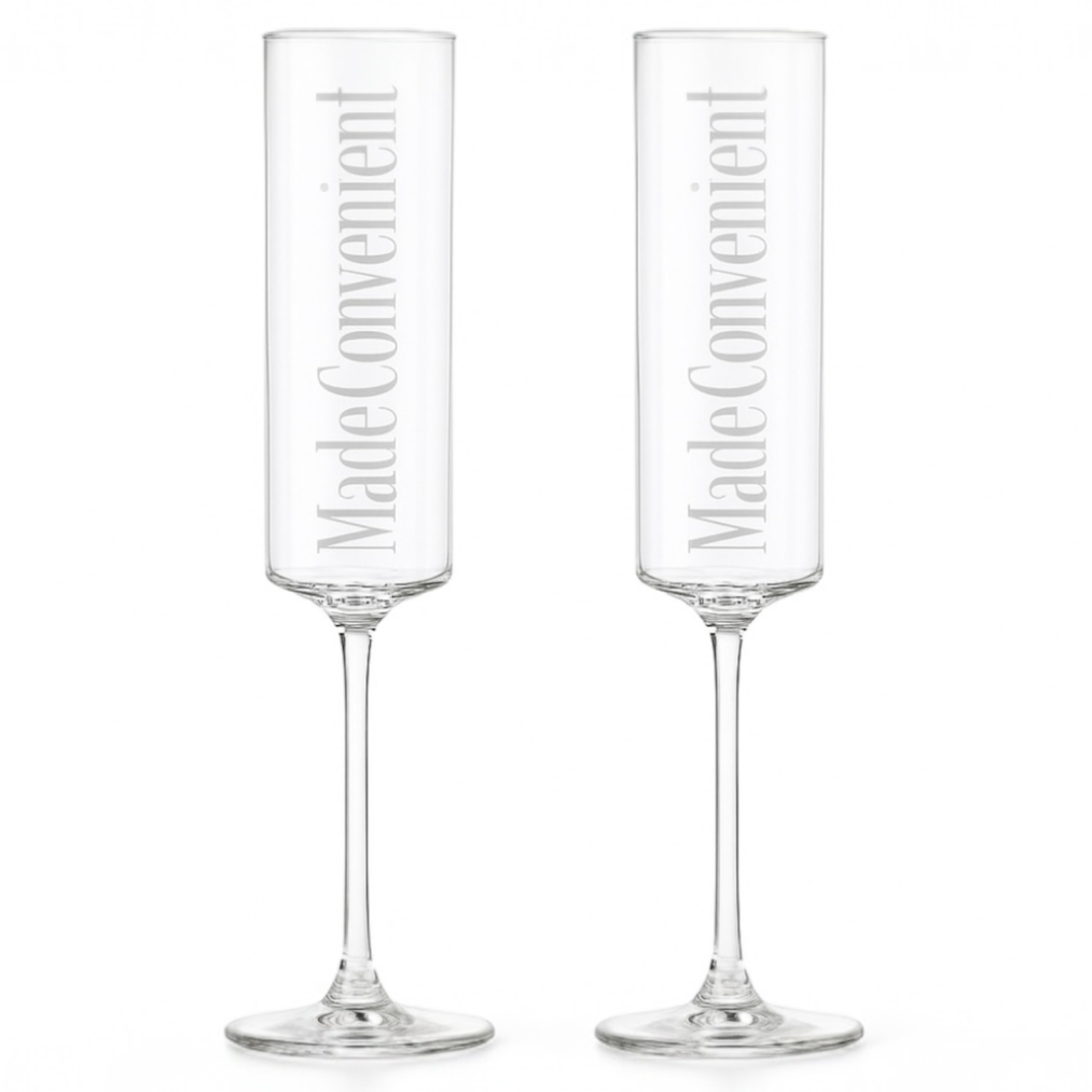 Premium Custom Holiday Champagne Flutes- Engraved With Your Brand